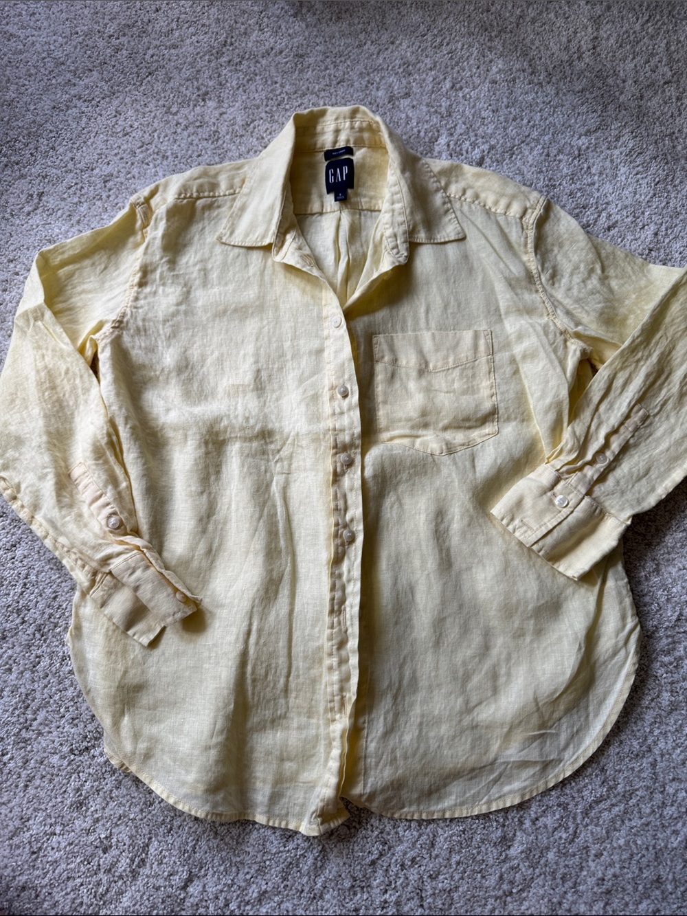 GAP butter Yellow Linen Button-Down Shirt